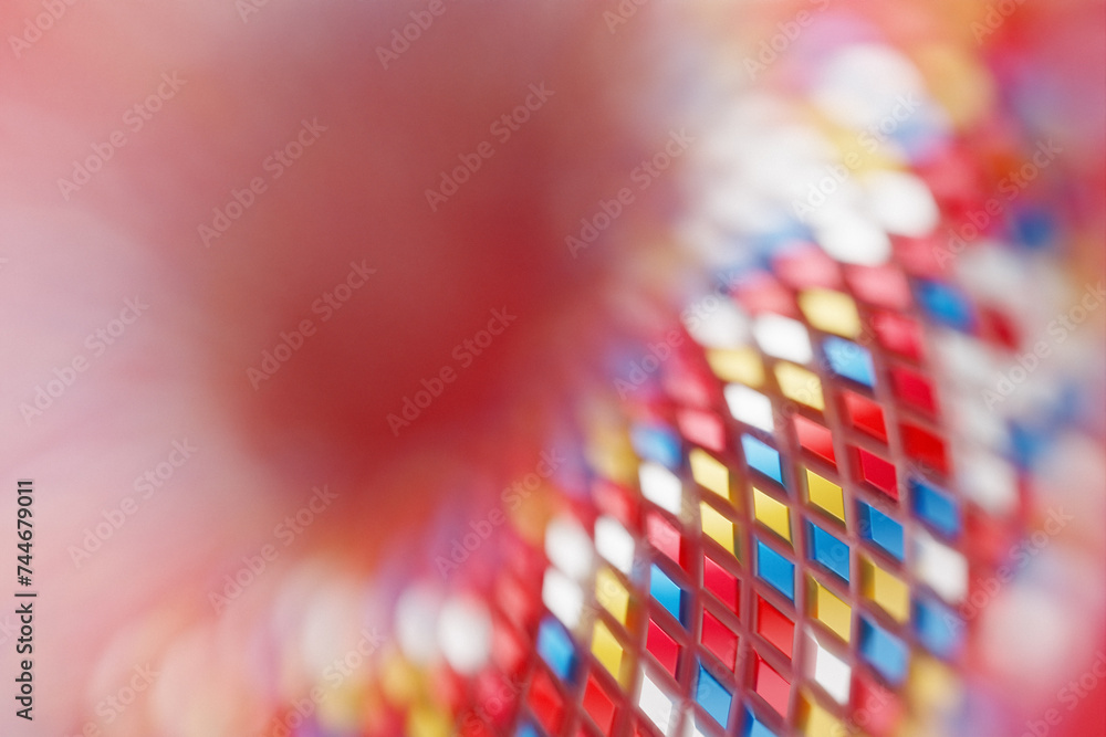 Obraz premium 3D rendering. Colorful geometric pattern. Minimalistic pattern of simple shapes. Bright creative symmetric texture