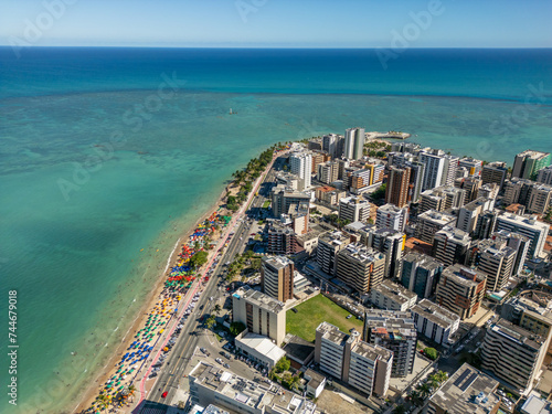 Aerial view of beaches in Maceio, Alagoas, Northeast region of Brazil. © Ranilson
