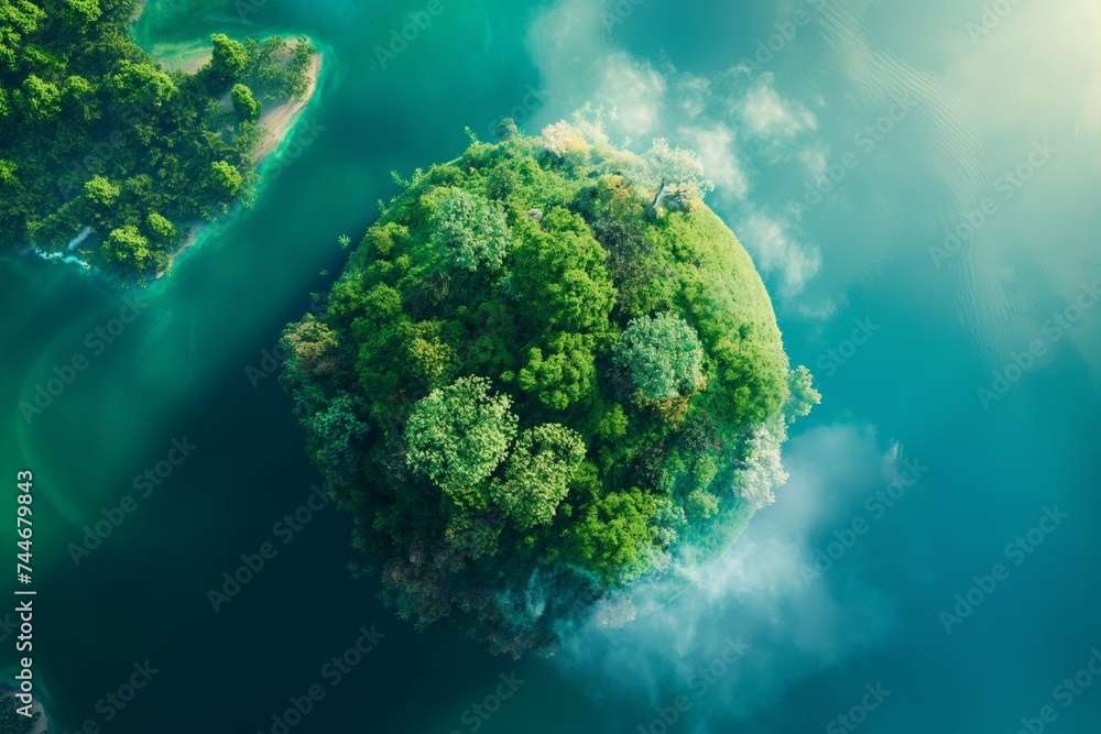 concept of a clean planet with clean air and green vegetation, clean oceans