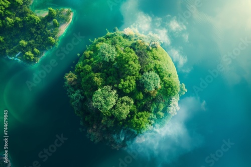 concept of a clean planet with clean air and green vegetation  clean oceans