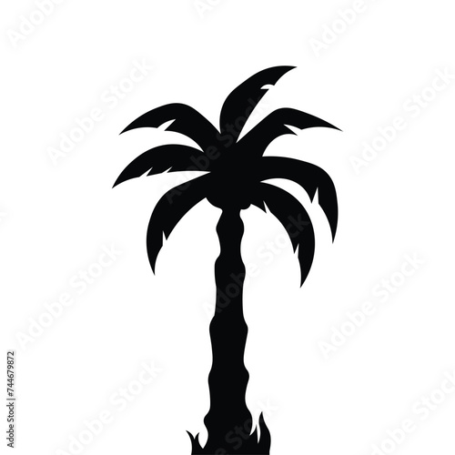Tropical palm trees vector. Summer silhouette Black palm tree icon symbol vector sign isolated on white background. Vector illustration.
