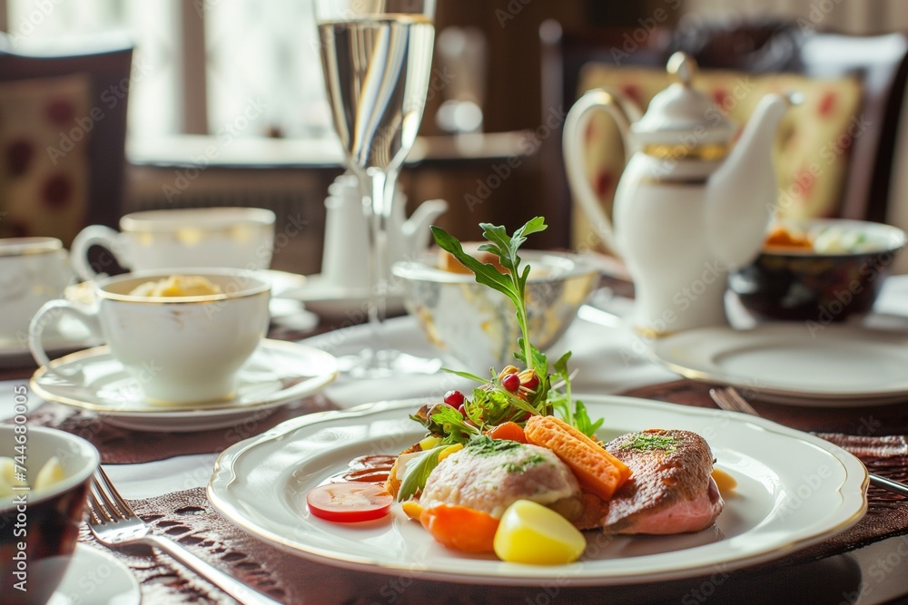 classic english breakfast on a well lit table with morning light, appetizing food. classic english breakfast on a well lit table with morning light, appetizing food.