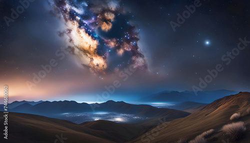 dark night starry sky with the Milky Way  night landscape 
