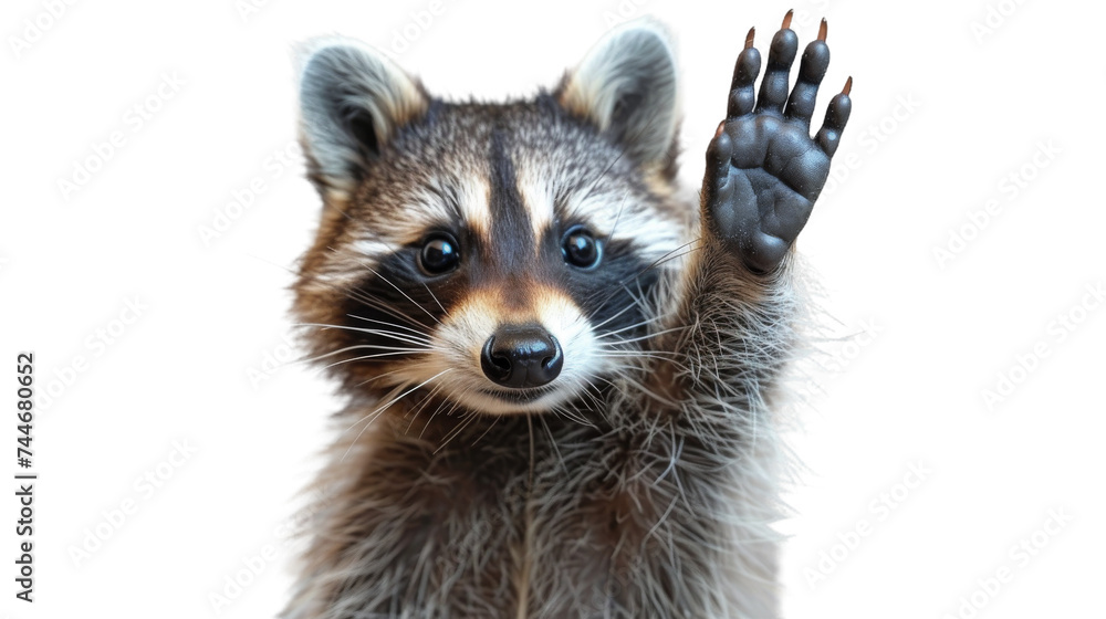 Small Raccoon With Paws Up in Air