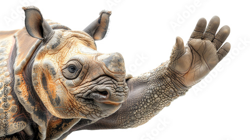 Close Up of a Rhinoceros With Hand Out