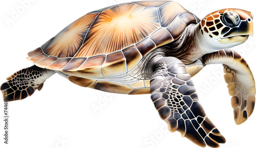 Sea Turtle, a Watercolor painting of a sea turtle.
