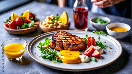 grilled meat with vegetables