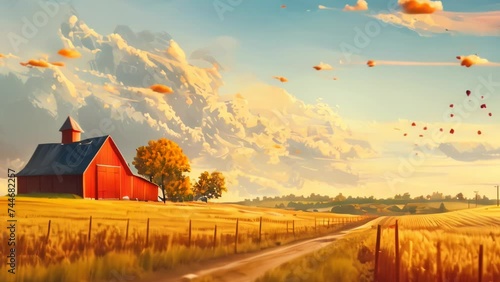Agricultural rural landscape vector background photo