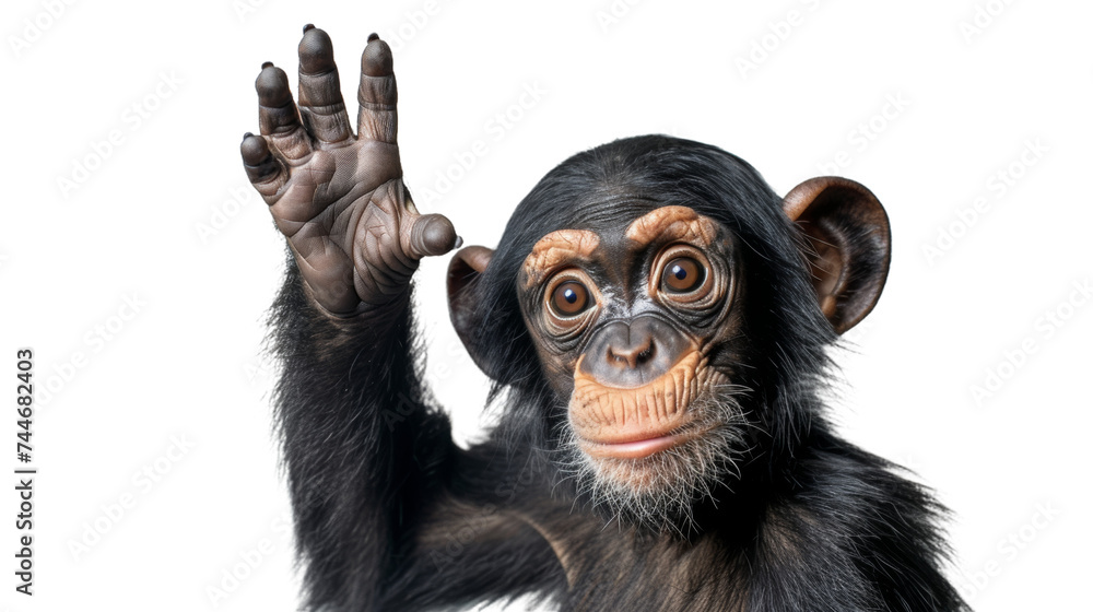 Chimpanzee Raising Hand Chimpanzee Raising Hand