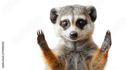 Raccoon Standing With Arms Raised