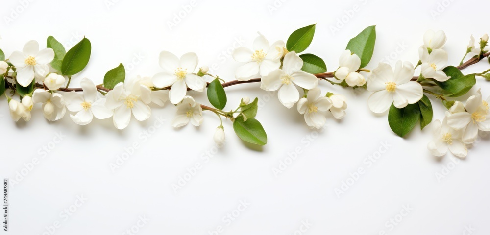 Fototapeta premium Beautiful Jasmine Flower on Offwhite Background Perfect for Your Home Decor