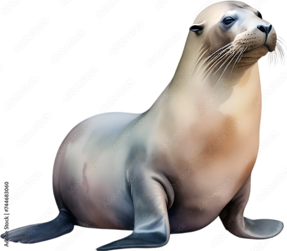 Fototapeta premium Sea lion, Watercolor painting of Sea lion.