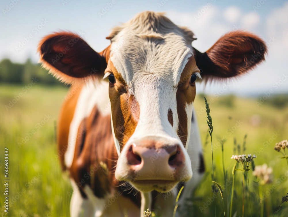 Idyllic Summer Day with a Pastoral Cow