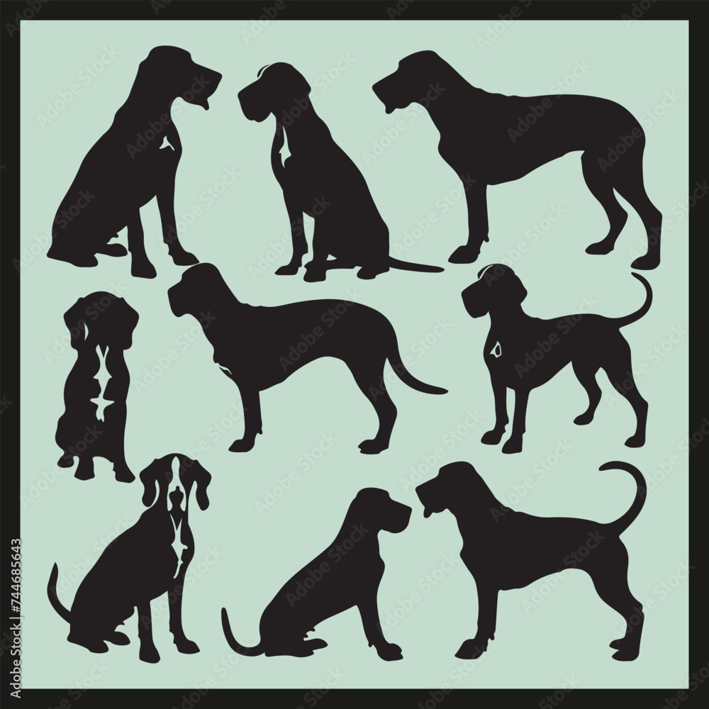 American Coonhound Dog Silhouette, silhouettes of dogs