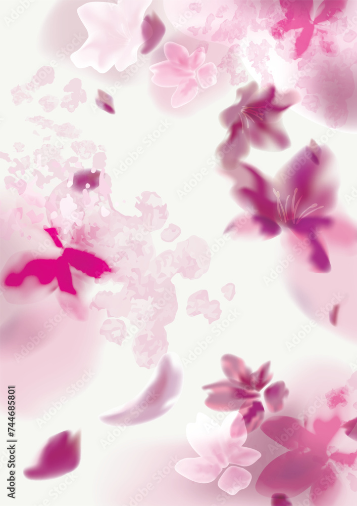 Fototapeta premium 桜の水彩画 ふわふわ優しい手描き風イラスト