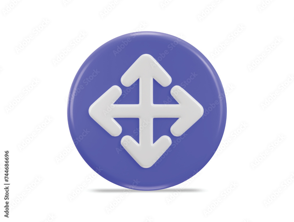 3d move icon with rounded button vector icon illustration 3d move icon with rounded button vector icon illustration