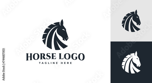 horse logo vector illustration, horse head silhouette logo template