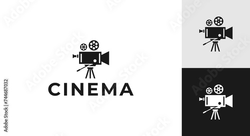 cinema logo vector illustration, film camera logo template