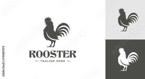 rooster logo vector illustration, chicken silhouette logo template