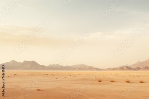 minimalists landscape ai photography, empty desert wasteland at golden hour © whitehoune