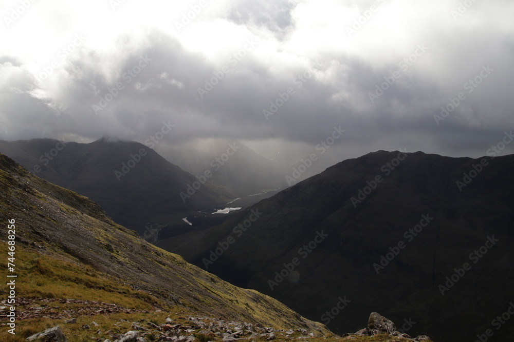 Glencoe on the trail to the Lost Valley,scottish highlands