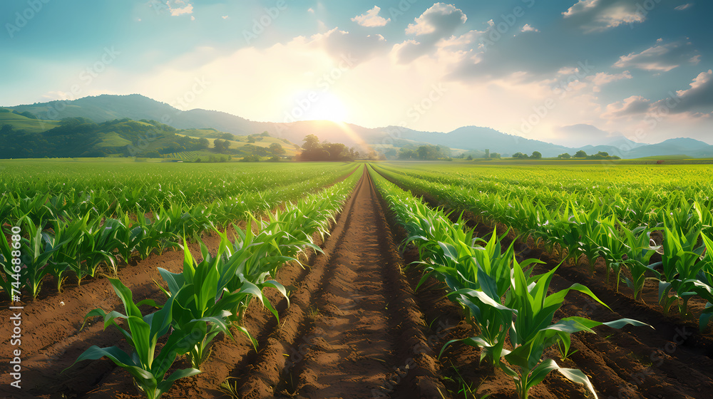 Agriculture shot of seedlings growing in a vast field Agriculture shot of seedlings growing in a vast field
