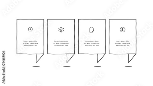 Doodle infographic elements with 4 options. Vector business template for presentation