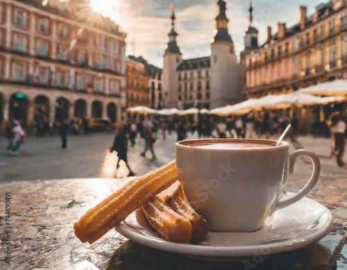 Chocolate con churros en la Plaza Mayor de Madrid