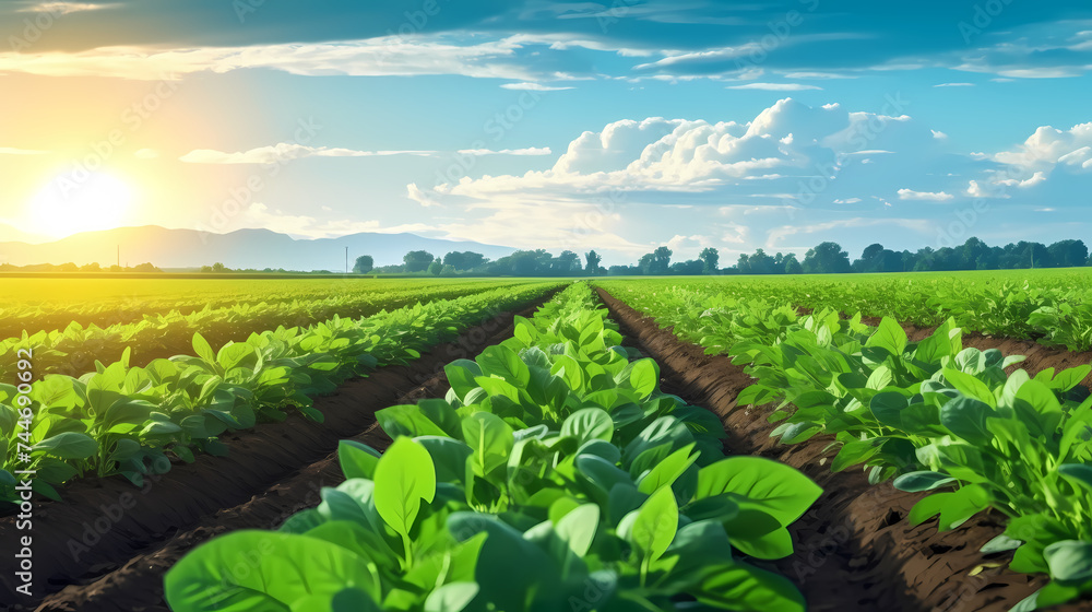 Agriculture shot of seedlings growing in a vast field Agriculture shot of seedlings growing in a vast field