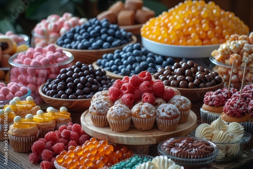 An enticing display of colorful, natural sweets featuring superfruits and local produce, perfect for satisfying cravings and adding a touch of sweetness to any meal