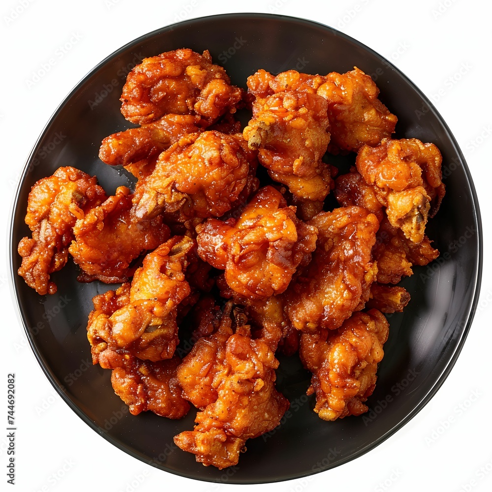 Crispy Karaage on Plate Isolated on White Background Crispy Karaage on Plate Isolated on White Background
