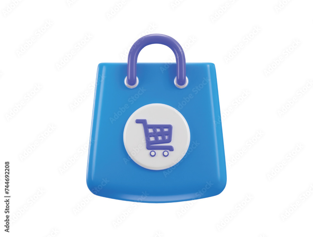 3d shopping bag with shopping cart icon concept of online shopping vector icon illustration 3d shopping bag with shopping cart icon concept of online shopping vector icon illustration
