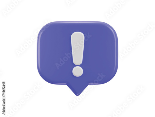 3d exclamation sign message warning or danger risk message alert problem icon illustration