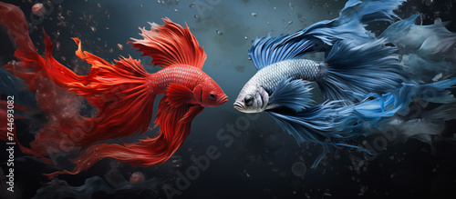 fighting of betta fish. conflict concept background photo