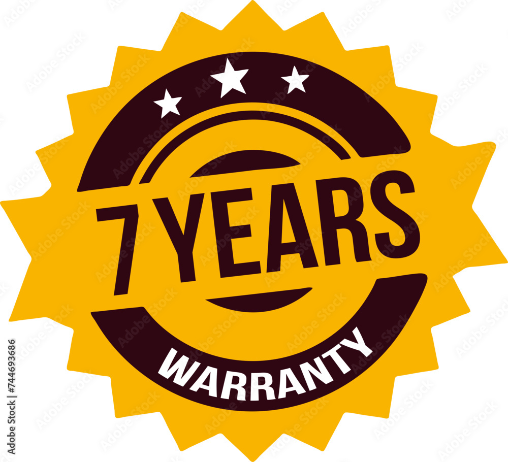 7 years Warranty rubber stamp label, warranty badge 7 years Warranty rubber stamp label, warranty badge