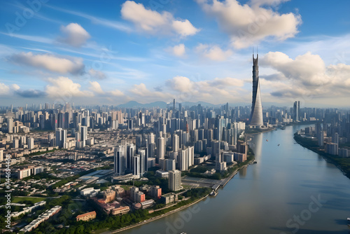 Fusion of Tradition and Modernity: Breath-Taking Aerial View of Inspiring Guangzhou Cityscape Against the Canvas of The Sky © Jeanette