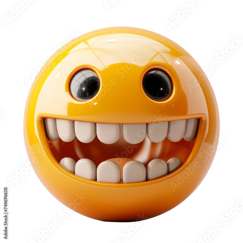 Smiling orange emoticon isolated on transparent background. 3d render