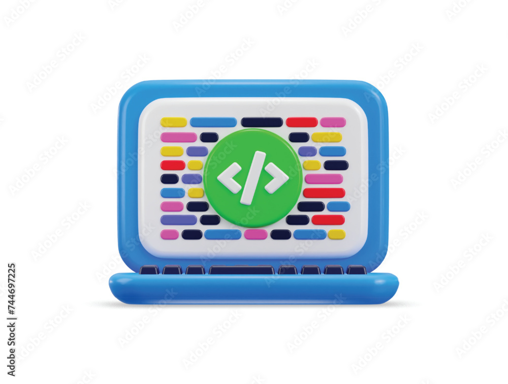 coding icon on computer programming development icon 3d rendering vector illustration coding icon on computer programming development icon 3d rendering vector illustration