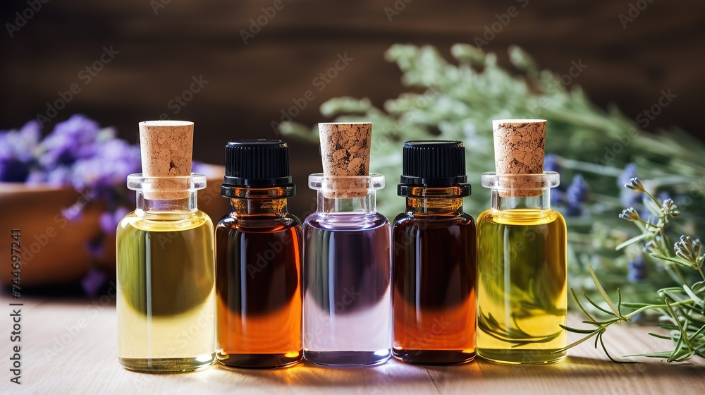 Bottle of essential oil or medicinal plant infusion. Alternative medicine. Bottle of essential oil or medicinal plant infusion. Alternative medicine.