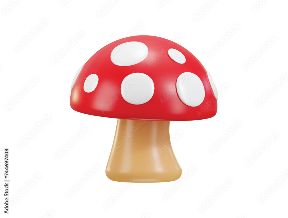 mushroom autumn icon 3d rendering vector illustration
