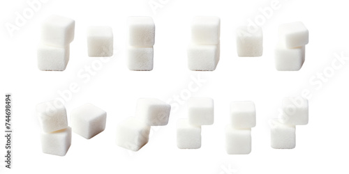 Collection of sugar cube isolated on a white background as transparent PNG photo