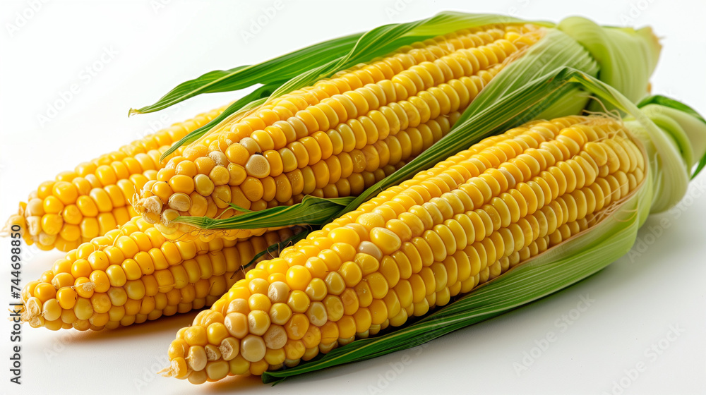 Corn polenta, uncooked isolated on white, side view, Ai generated image Corn polenta, uncooked isolated on white, side view, Ai generated image