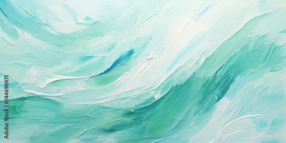Abstract mint oil paint brushstrokes texture pattern contemporary painting wallpaper background