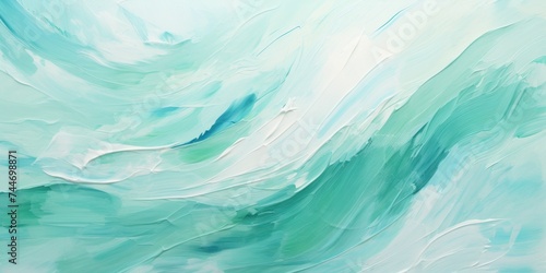 Abstract mint oil paint brushstrokes texture pattern contemporary painting wallpaper background