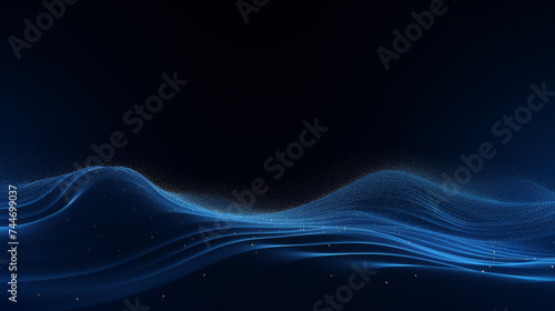 Blue 3d particle wave on a dark blue background, generative AI