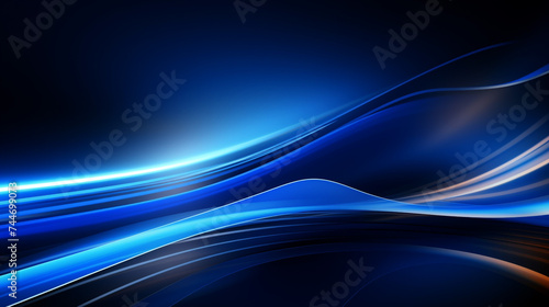 Blue abstract future technology line background and light effect material, generative AI