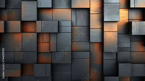 Metal steel plane stripe block brick abstract geometric shapes. Background texture pattern. Graphic Art, generative AI