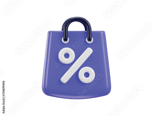 shopping beg with discount sign concept of online shopping icon 3d rendering vector illustration