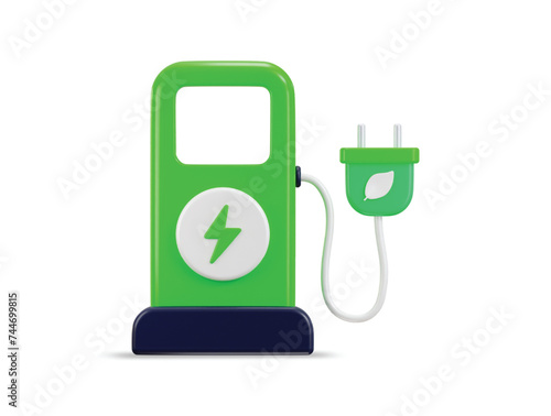 electric car charging station icon 3d render concept of green energy icon vector illustration