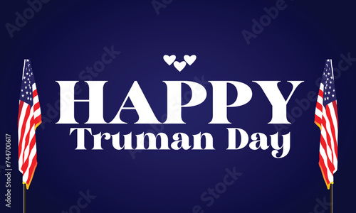 Happy Truman Day Stylish Text With Usa Flag Design photo